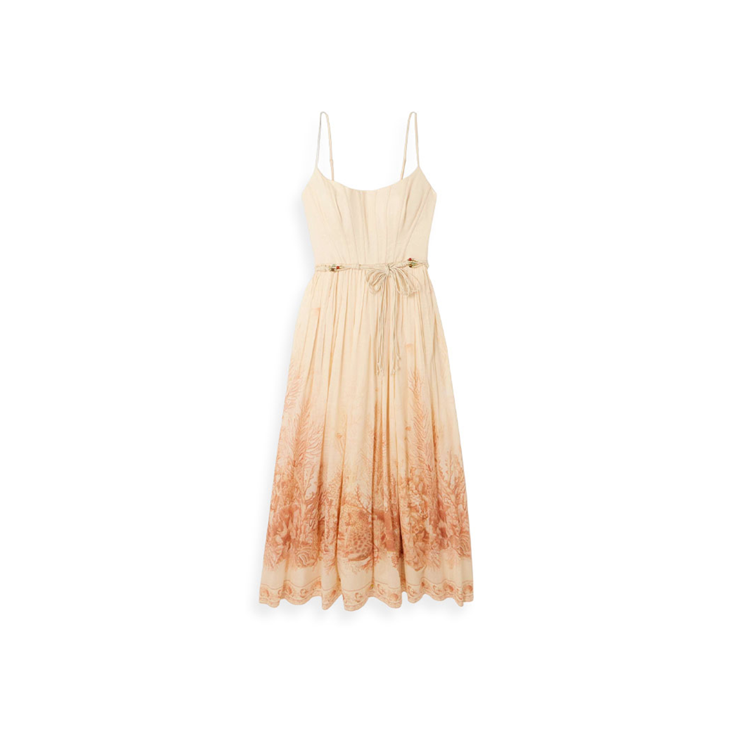 ZIMMERMANN WANDERLUST GATHERED PRINTED COTTON-VOILE MIDI DRESS